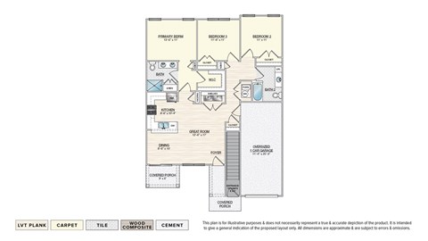 Floor plan for 3 beds, 2 baths, 1276 sqft
